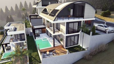  Moderná luxusná vila na predaj v Alanya Bektaş Turecko - výhľad na more APM - 28